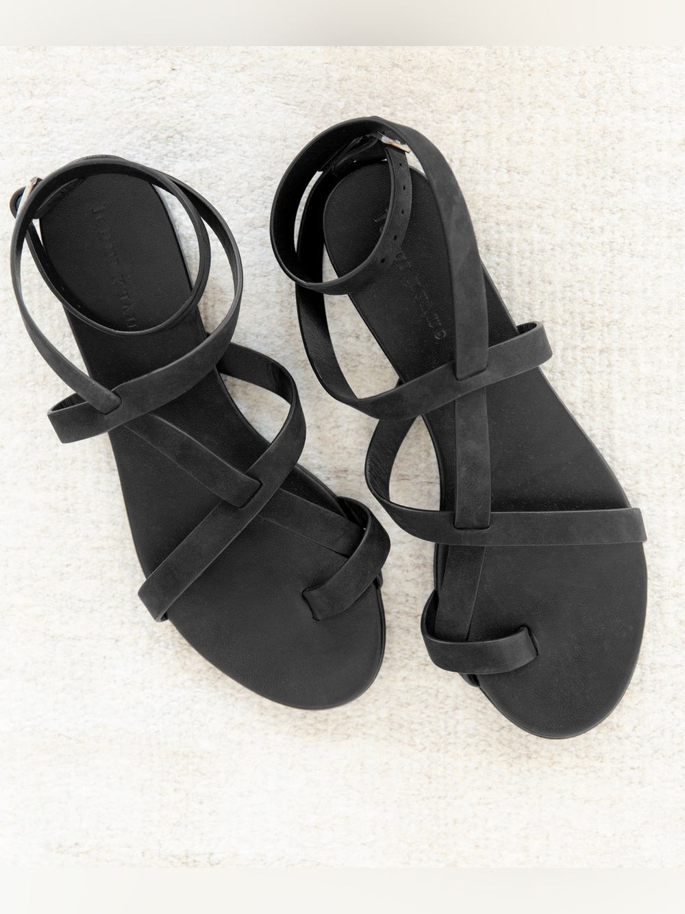 Jenni Kayne Oiled Leather Black Strappy Wrap Sandals size 38 or 7.5
